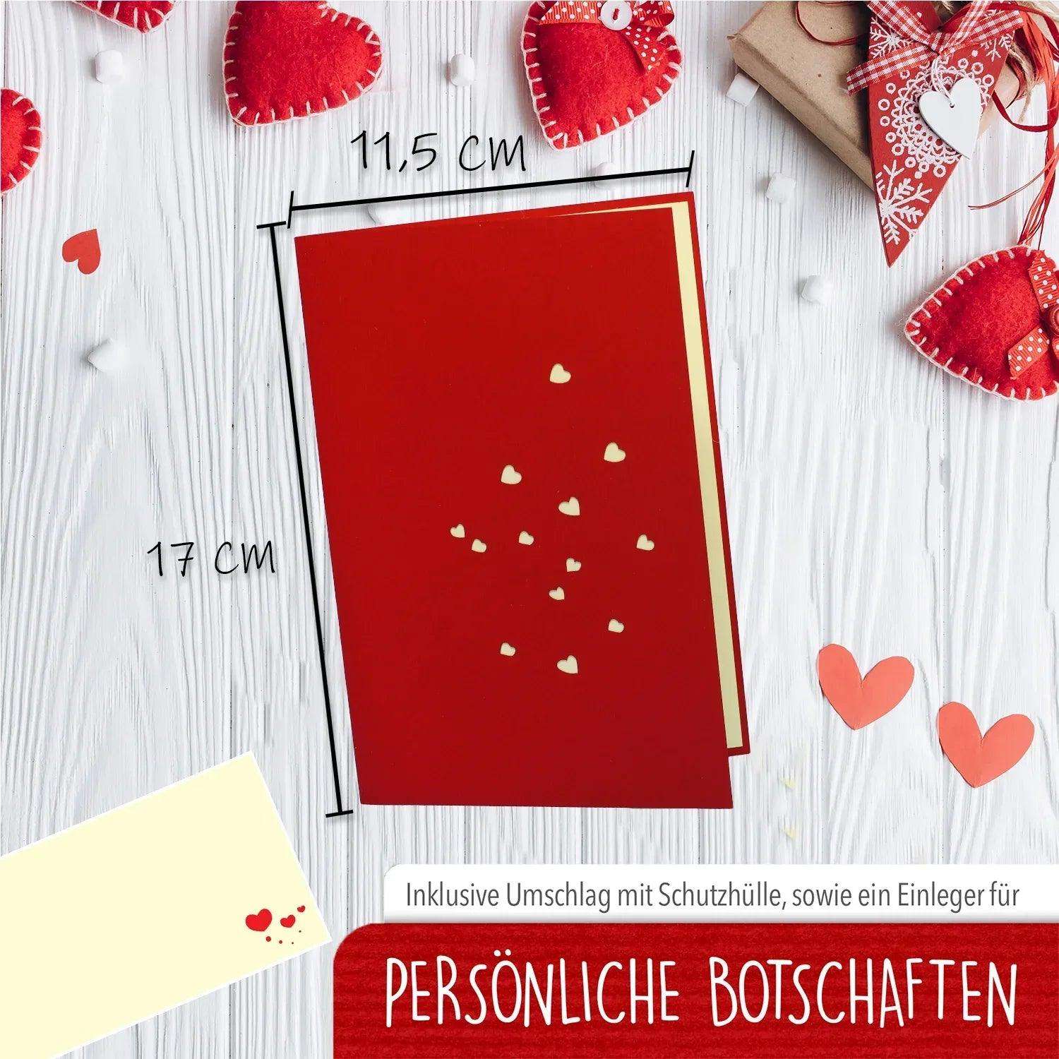 3D Pop-Up Karte Liebe Zwei Herzen, N55 - LINPopUp