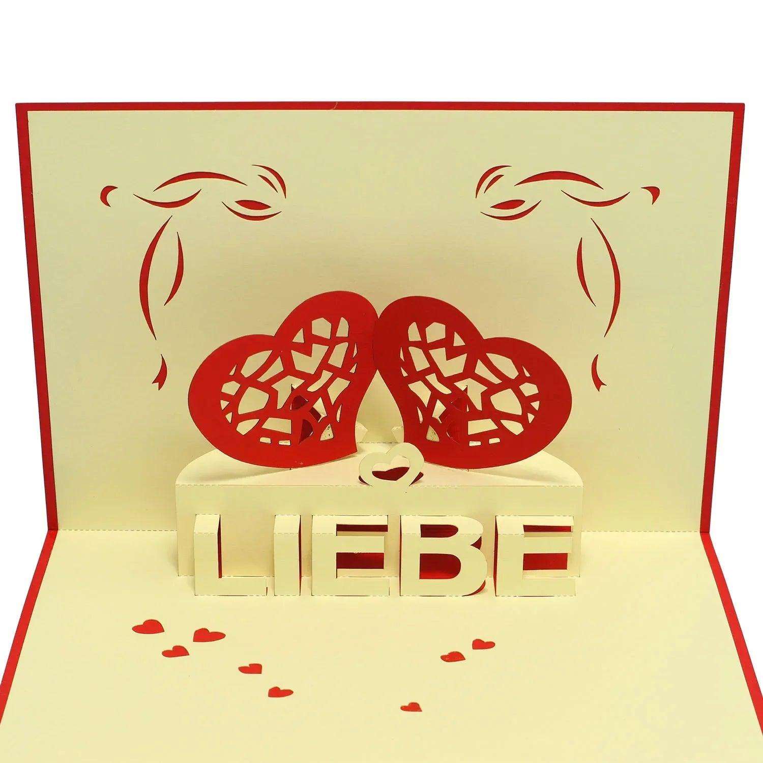 3D Pop-Up Karte Liebe Zwei Herzen, N55 LINPopUp N55
