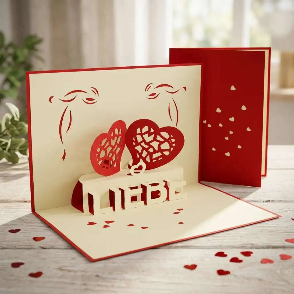 Pop Up Karte 3D Liebe Zwei Herzen – Valentinstag & Hochzeit Geschenk | LINPopUp LINPopUp 17301-N55