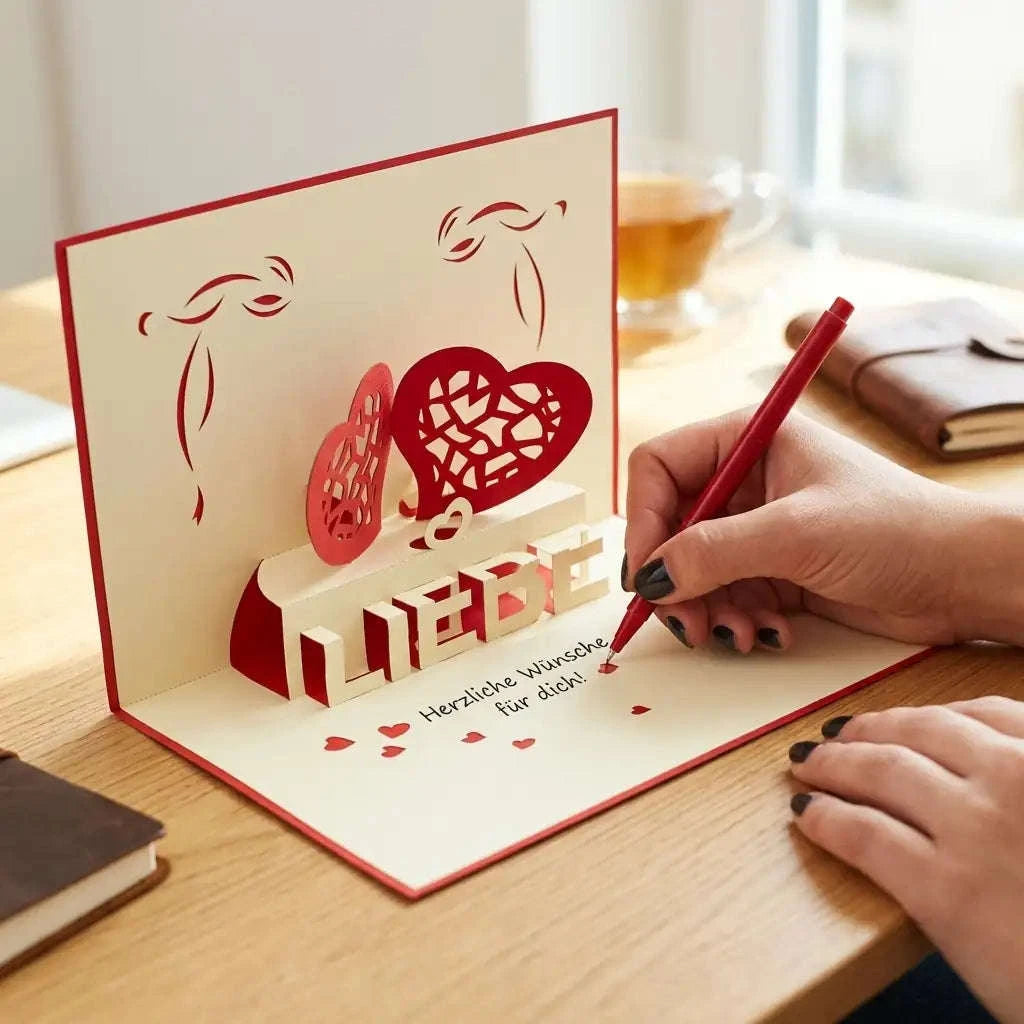 Pop Up Karte 3D Liebe Zwei Herzen – Valentinstag & Hochzeit Geschenk | LINPopUp LINPopUp 17301-N55