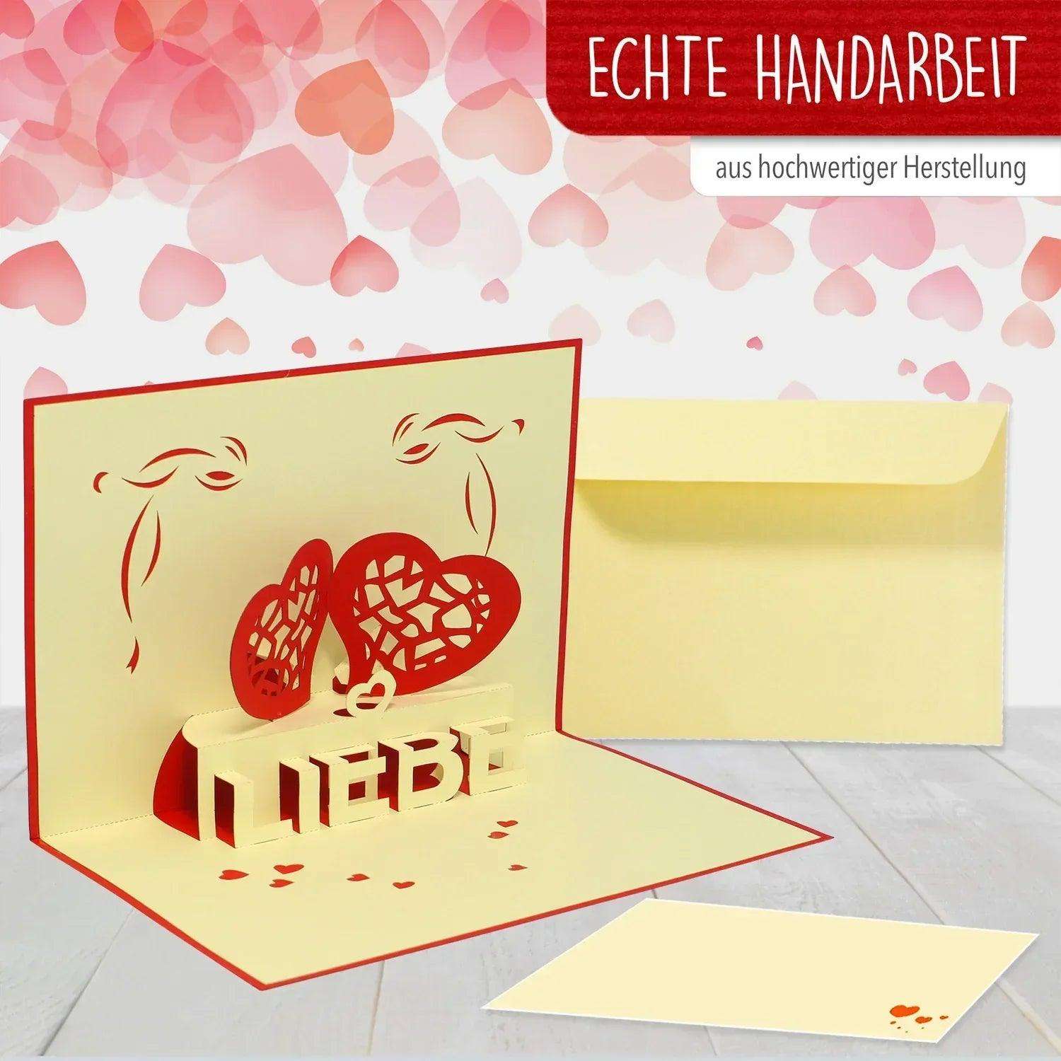 3D Pop-Up Karte Liebe Zwei Herzen, N55 - LINPopUp