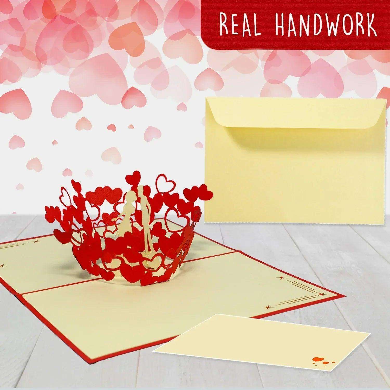 3D Pop-Up Karte Liebespaar Herzen, N62 LINPopUp N62