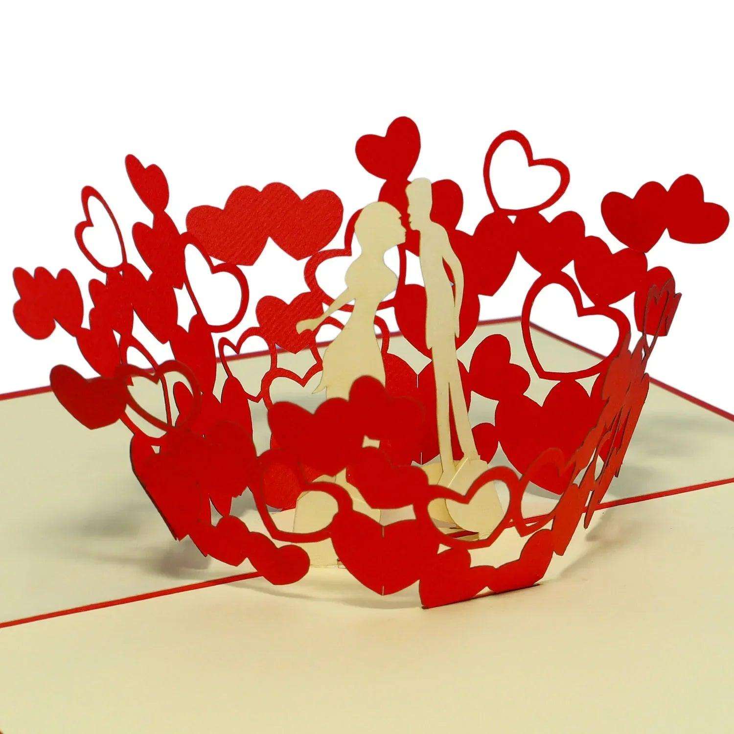 3D Pop-Up Karte Liebespaar Herzen, N62 LINPopUp N62