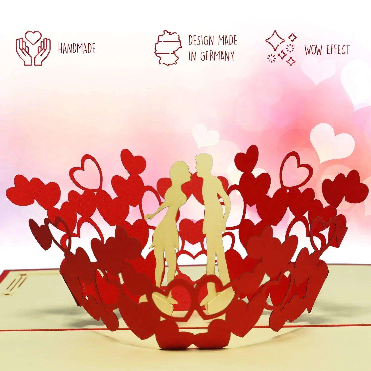 3D Pop-Up Karte Liebespaar Herzen, N62 LINPopUp N62