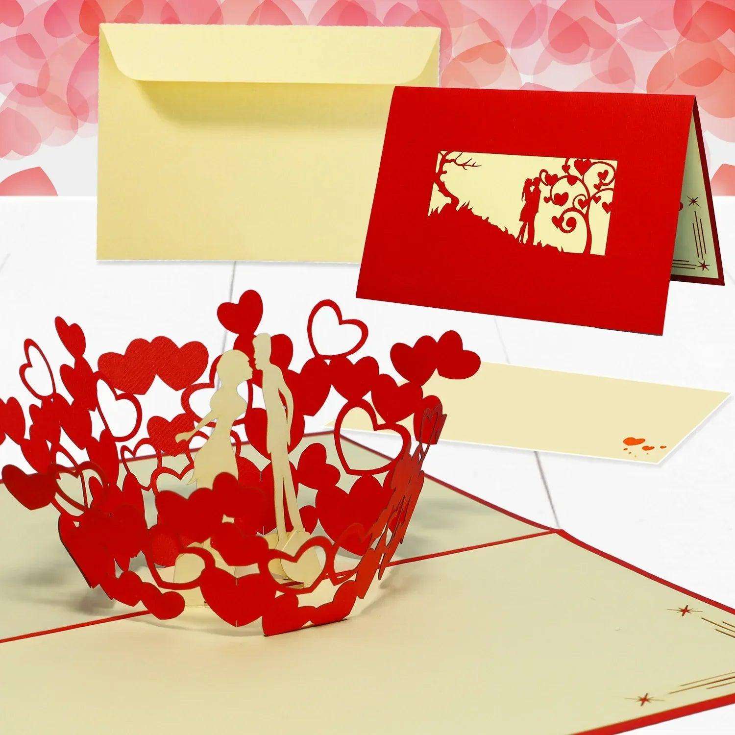 3D Pop-Up Karte Liebespaar Herzen, N62 LINPopUp N62