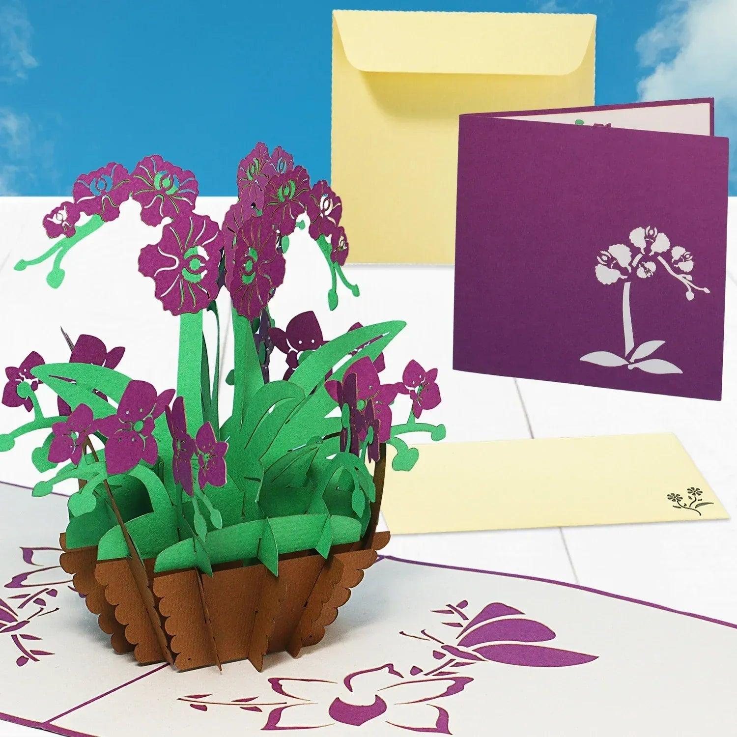 Pop Up Karte 3D Orchidee Lila – Grußkarte Geburtstag & Muttertag - LINPopUp