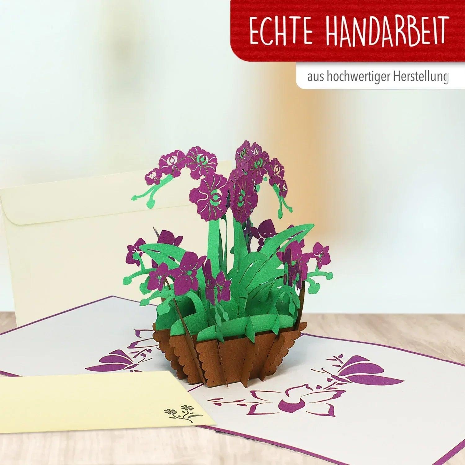 Pop Up Karte 3D Orchidee Lila – Grußkarte Geburtstag & Muttertag - LINPopUp