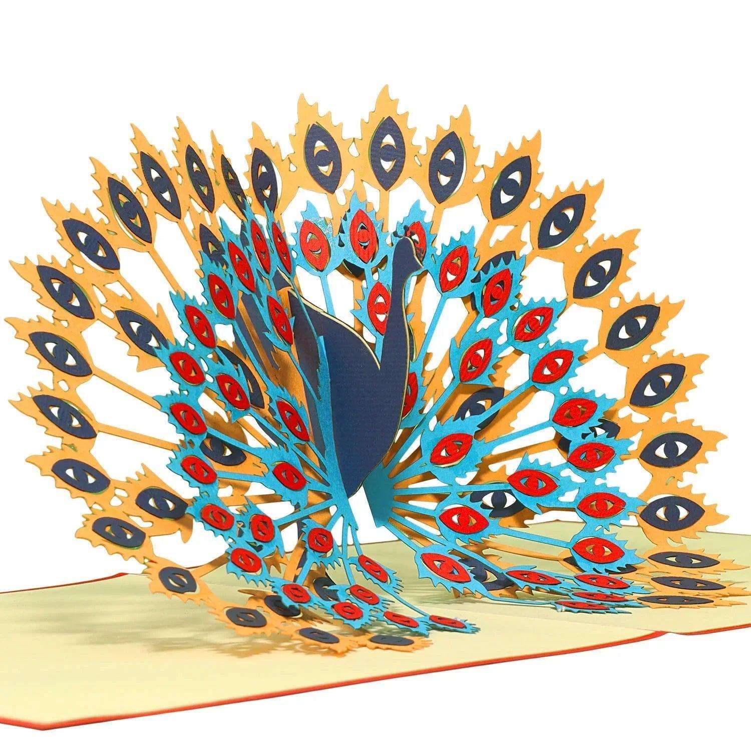 3D Pop-Up Karte Pfau, N142 - LINPopUp