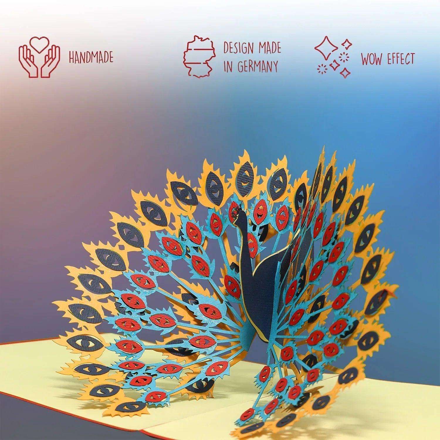 3D Pop-Up Karte Pfau, N142 - LINPopUp