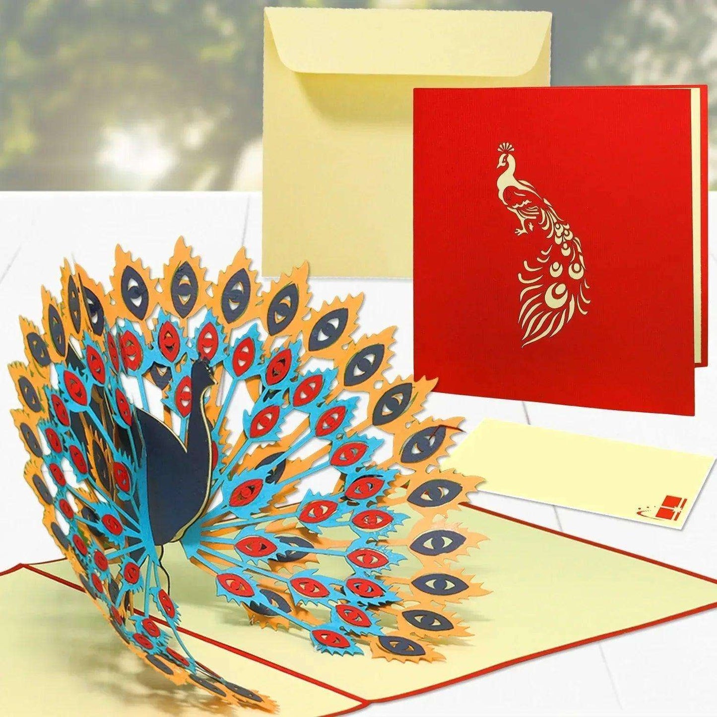 3D Pop-Up Karte Pfau, N142 - LINPopUp
