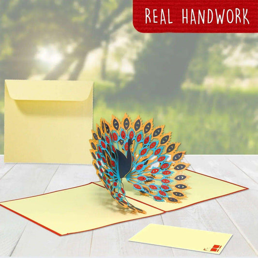 3D Pop-Up Karte Pfau, N142 - LINPopUp
