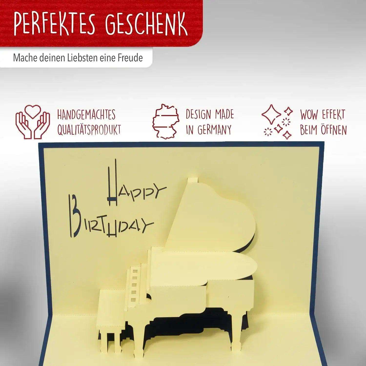 3D Pop-Up Karte Piano Klavier, N5 - LINPopUp
