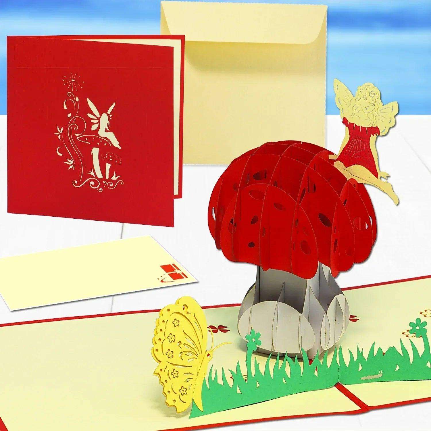 Pop Up Karte 3D Pilz & Fee – Grußkarte Geburtstag & Kinder - LINPopUp