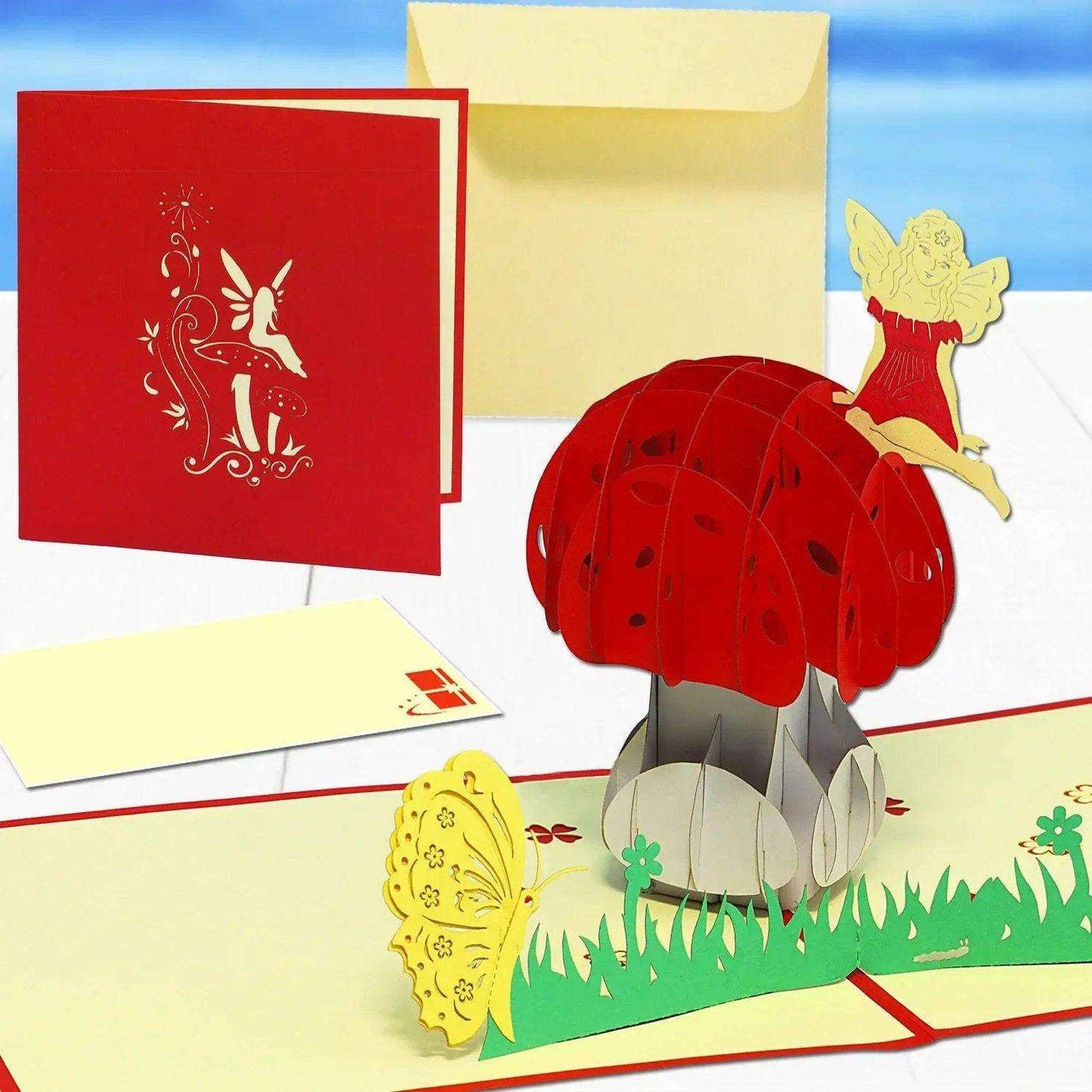 Pop Up Karte 3D Pilz & Fee – Grußkarte Geburtstag & Kinder - LINPopUp