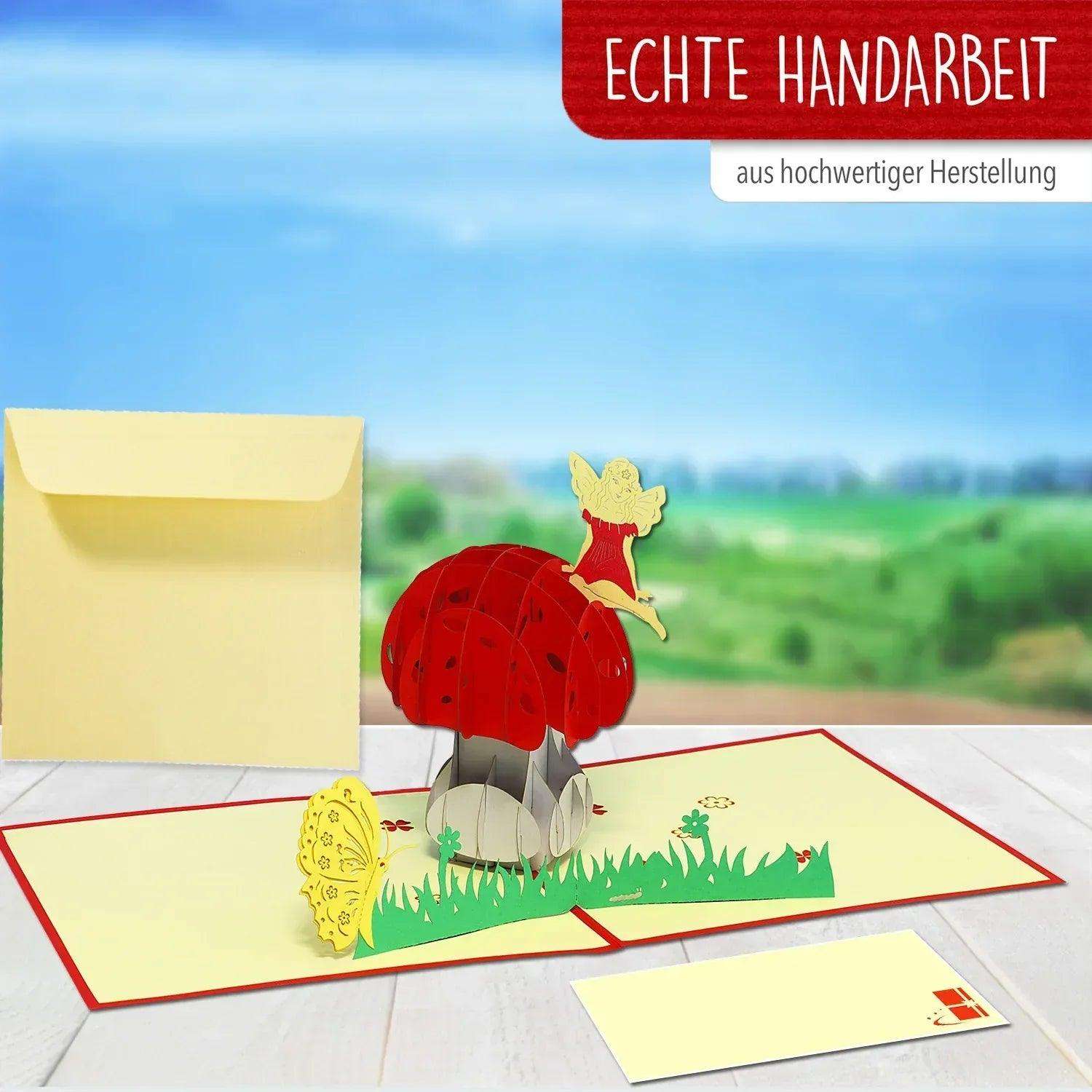 Pop Up Karte 3D Pilz & Fee – Grußkarte Geburtstag & Kinder - LINPopUp