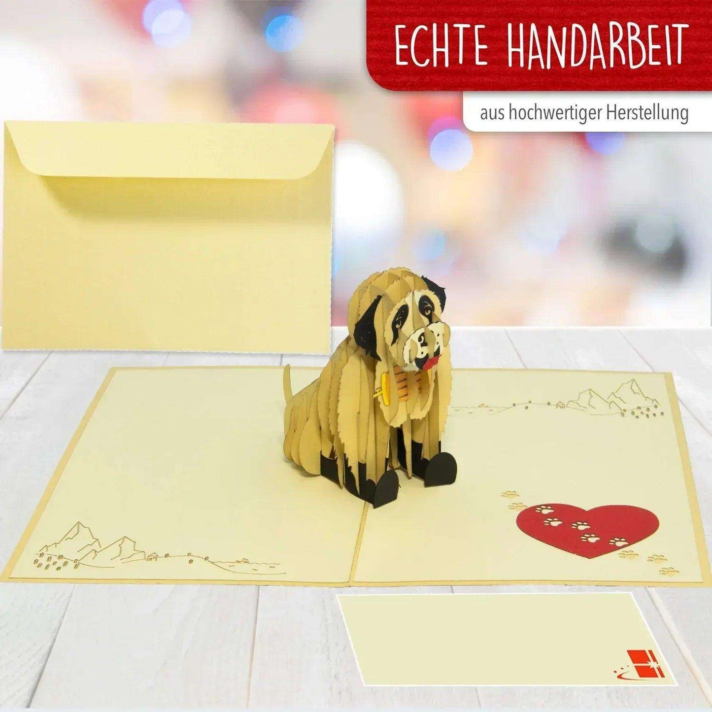 3D Pop-Up Karte Rettungshund Herz, N398 - LINPopUp