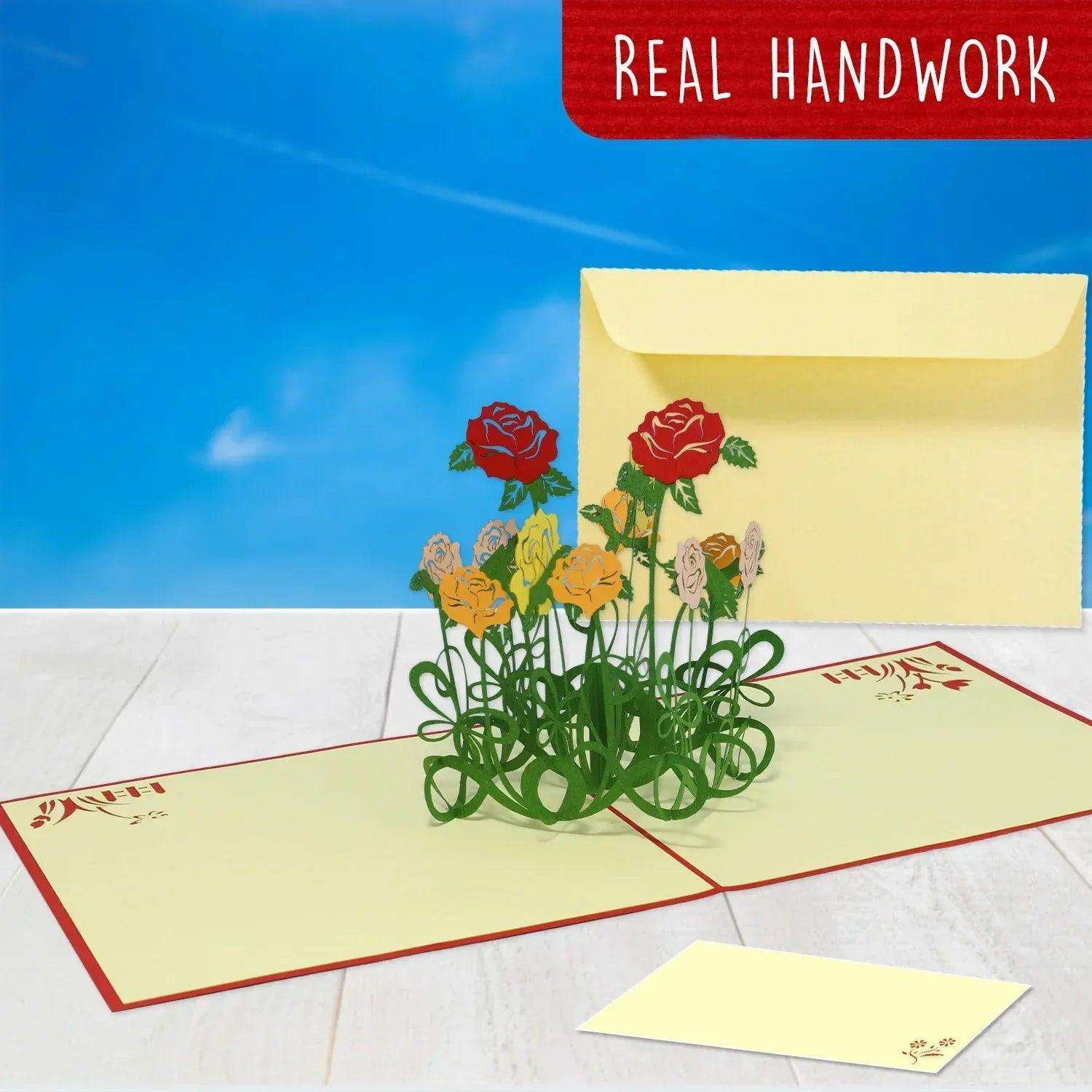 Pop Up Karte 3D Rosen Blumen – Grußkarte Valentinstag & Muttertag LINPopUp 17352-N233