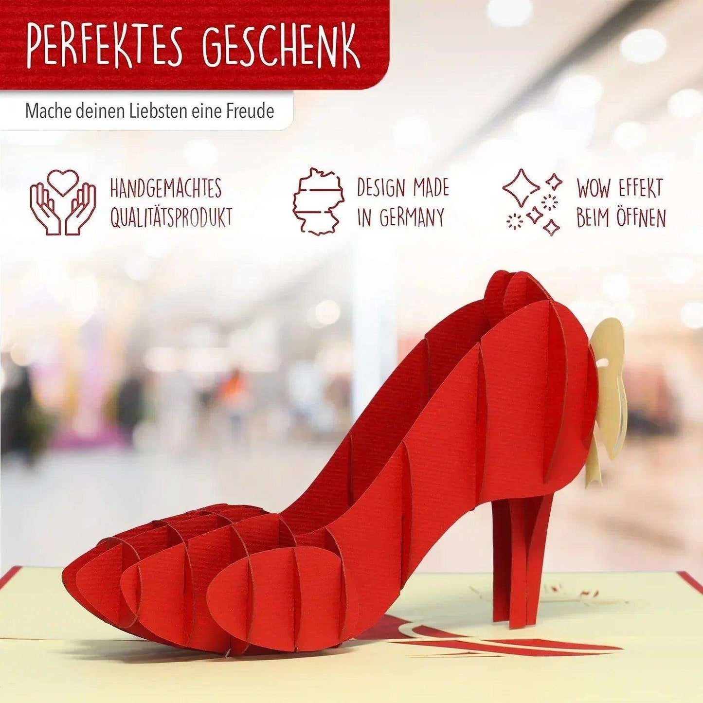 3D Pop-Up Karte Roter Schuh Mode, N259 - LINPopUp
