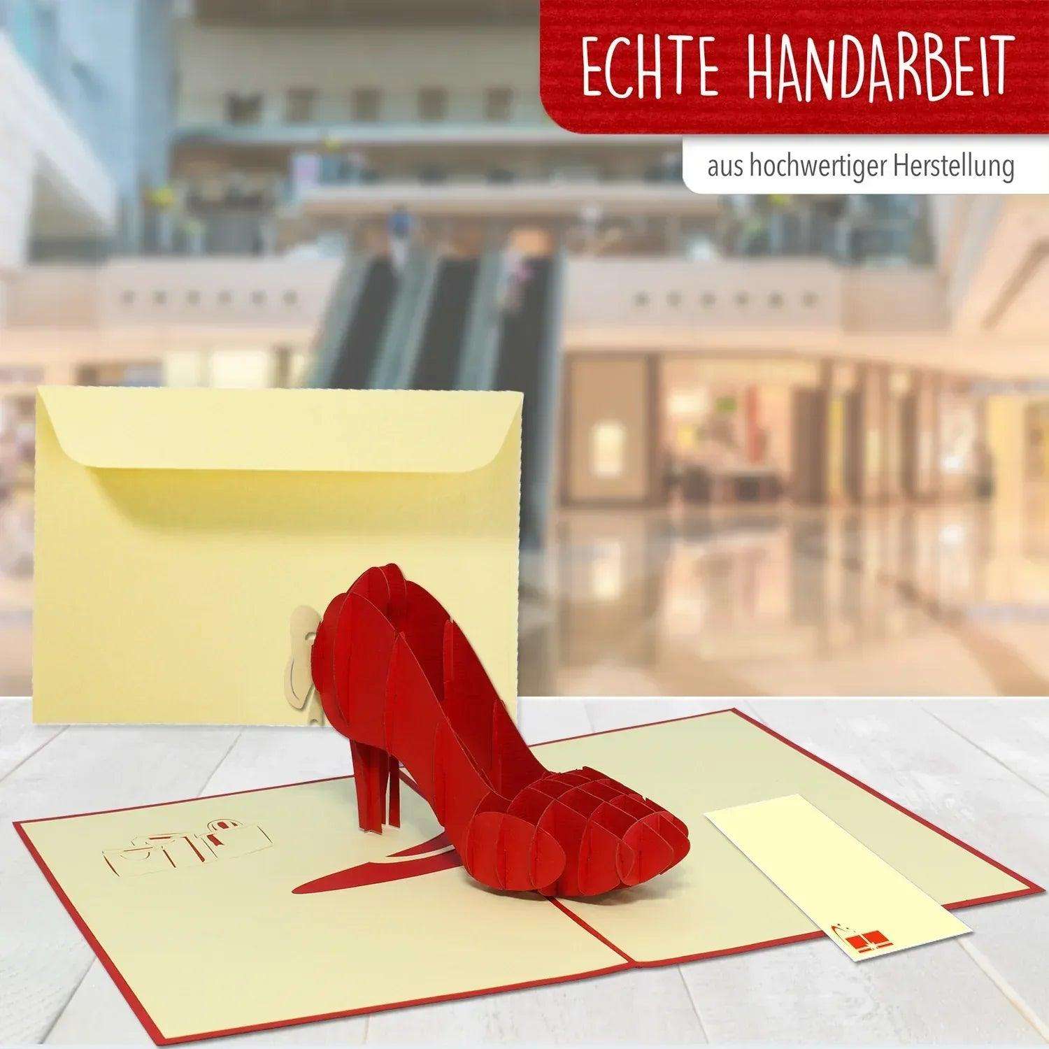 3D Pop-Up Karte Roter Schuh Mode, N259 - LINPopUp