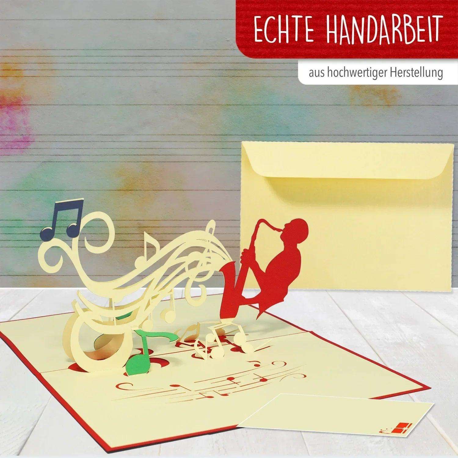 3D Pop-Up Karte Saxophon Musiker, N220 - LINPopUp