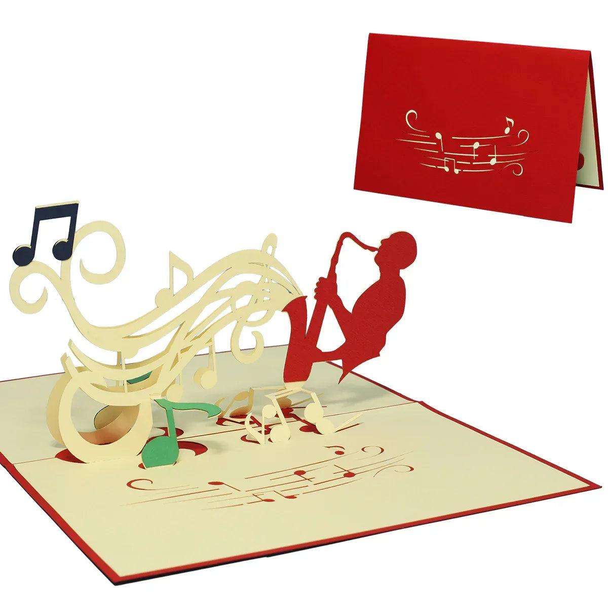 3D Pop-Up Karte Saxophon Musiker, N220 - LINPopUp