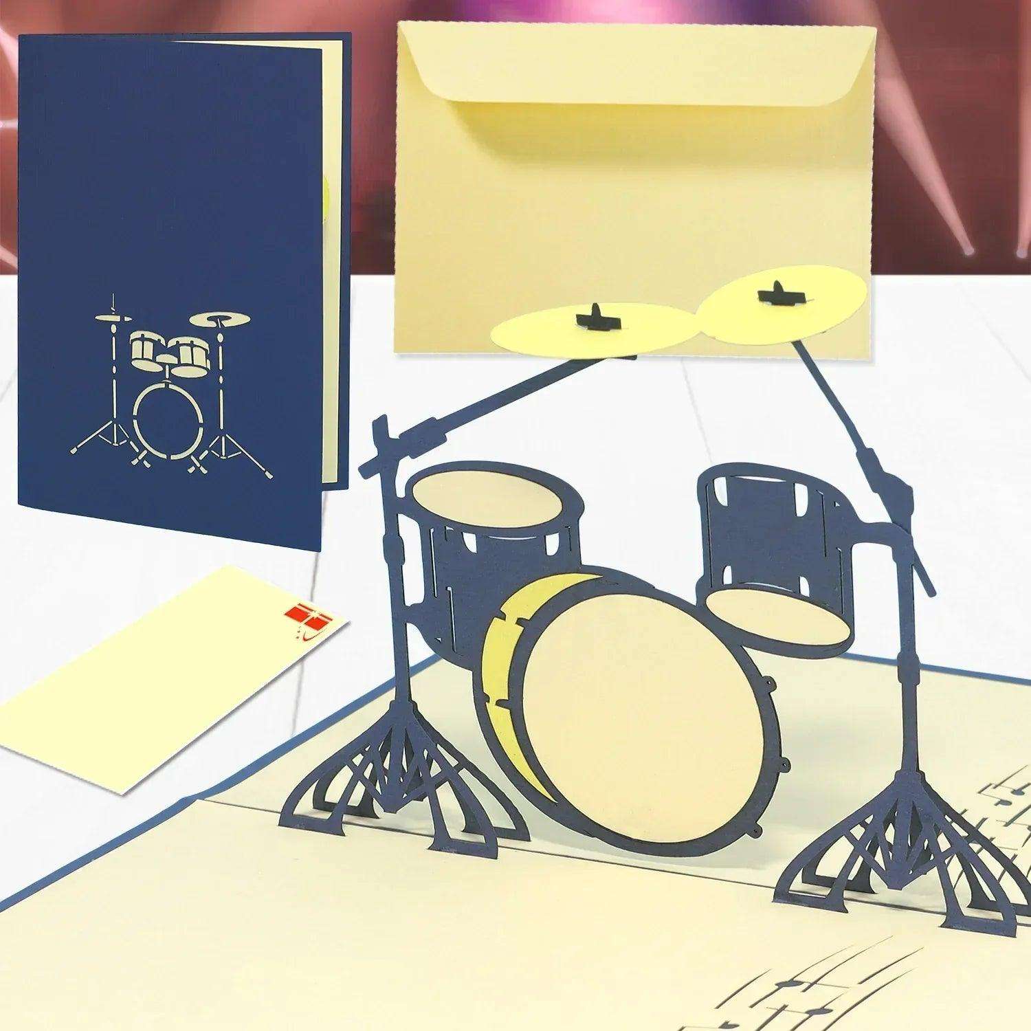 3D Pop-Up Karte Schlagzeug Drums, N282 - LINPopUp