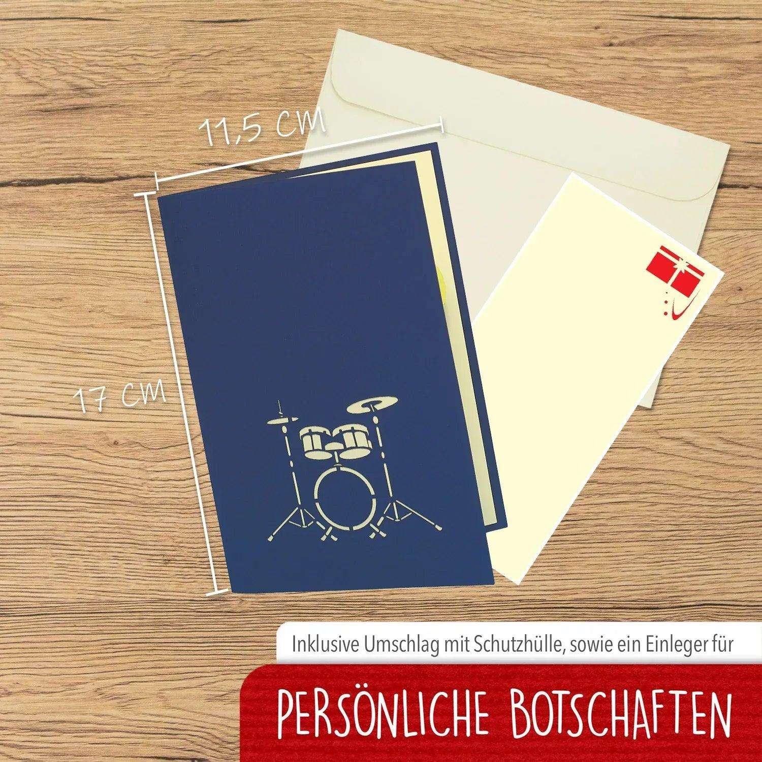 3D Pop-Up Karte Schlagzeug Drums, N282 - LINPopUp