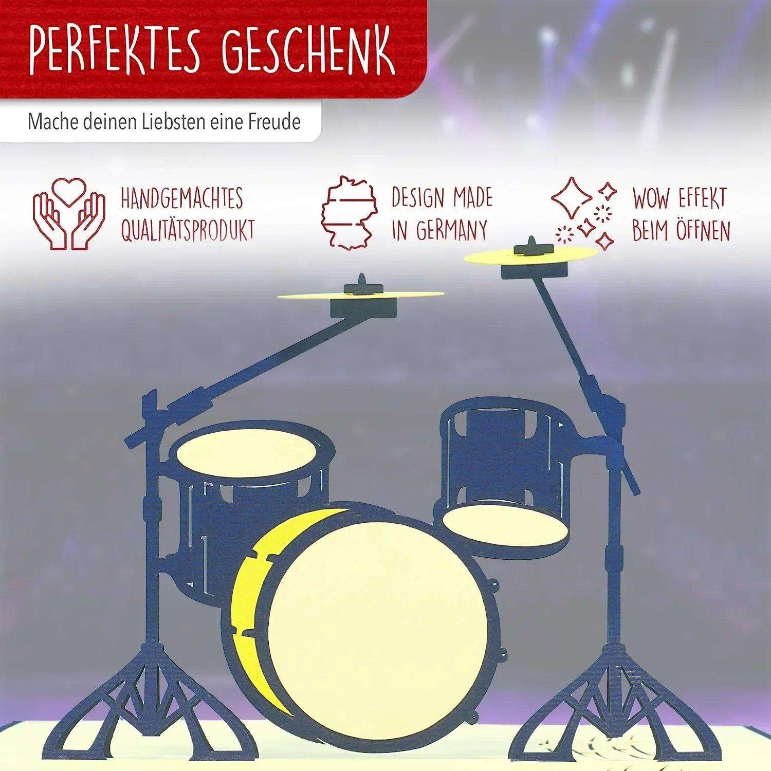 3D Pop-Up Karte Schlagzeug Drums, N282 - LINPopUp