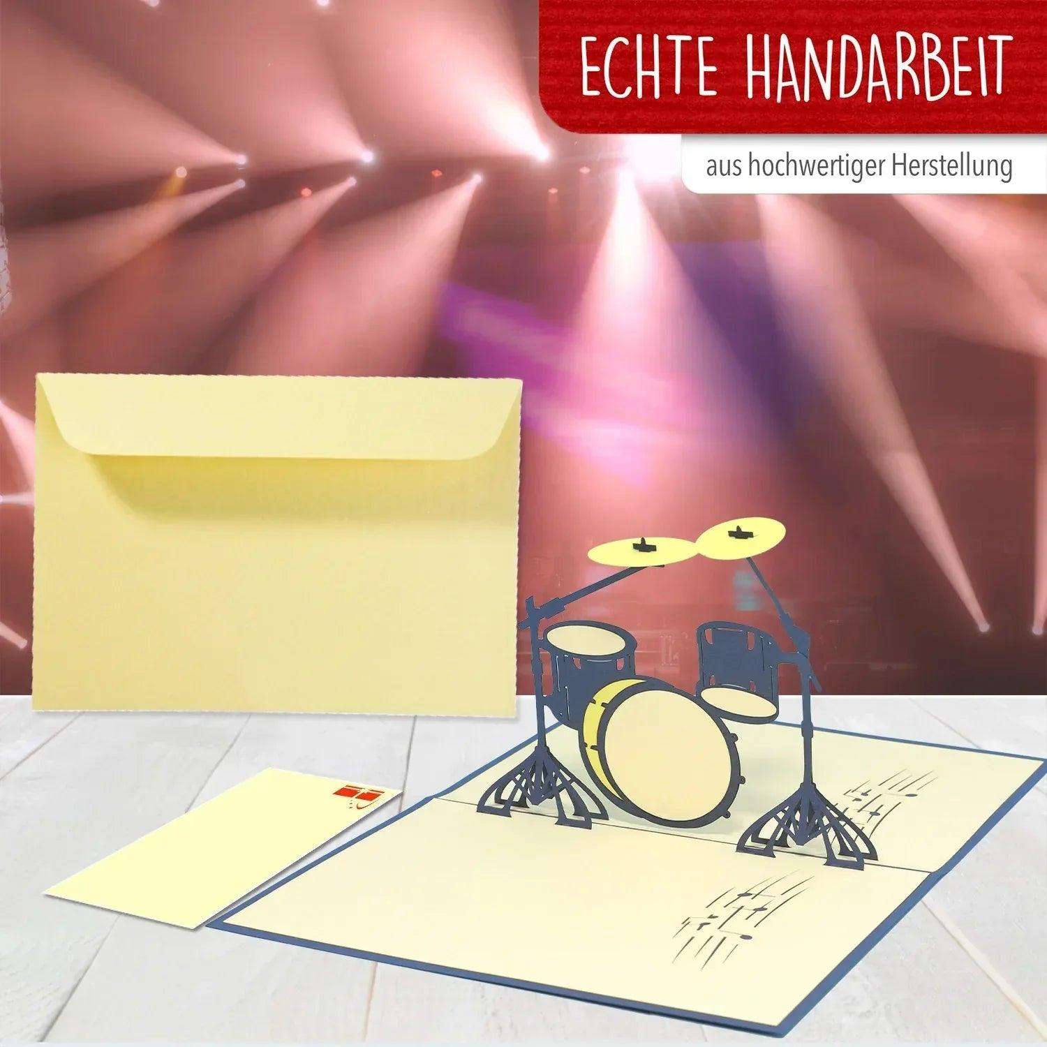 3D Pop-Up Karte Schlagzeug Drums, N282 - LINPopUp