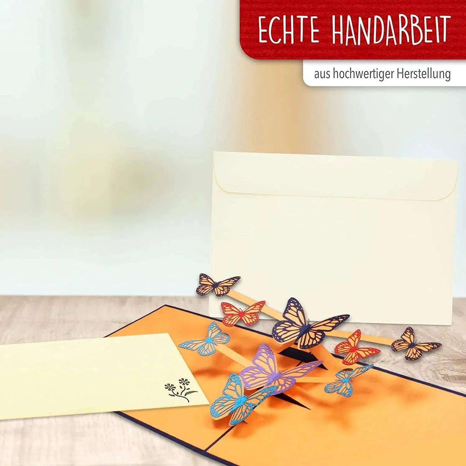 Pop Up Karte 3D Schmetterlinge – Grußkarte Geburtstag & Muttertag - LINPopUp
