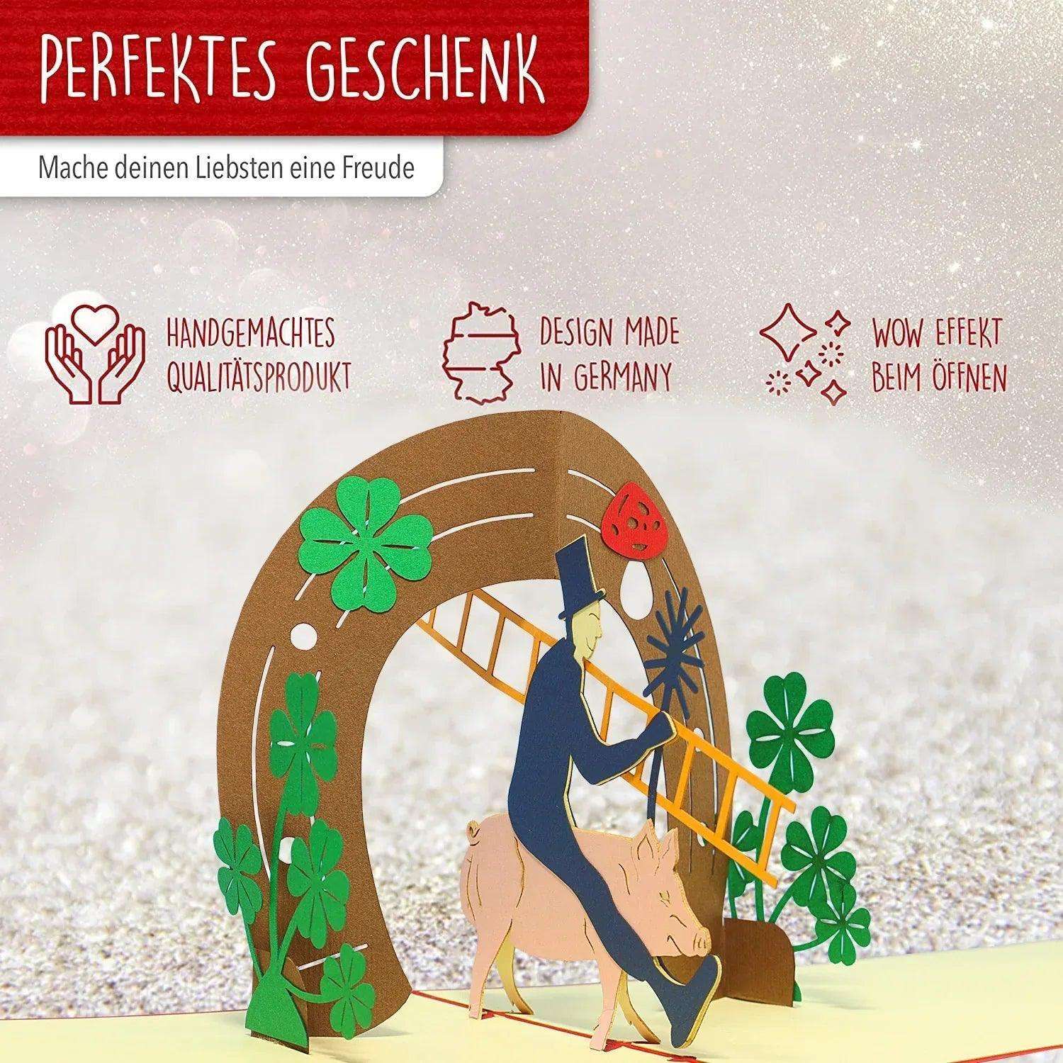 3D Pop-Up Karte Schornsteinfeger Neujahr, N268 LINPopUp N268