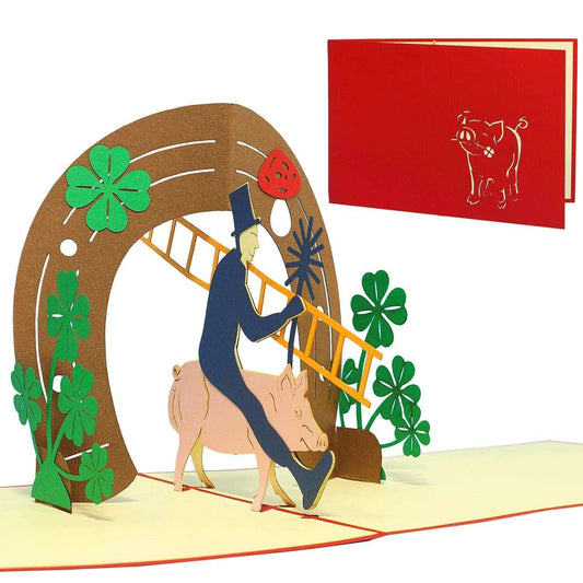 3D Pop-Up Karte Schornsteinfeger Neujahr, N268 - LINPopUp