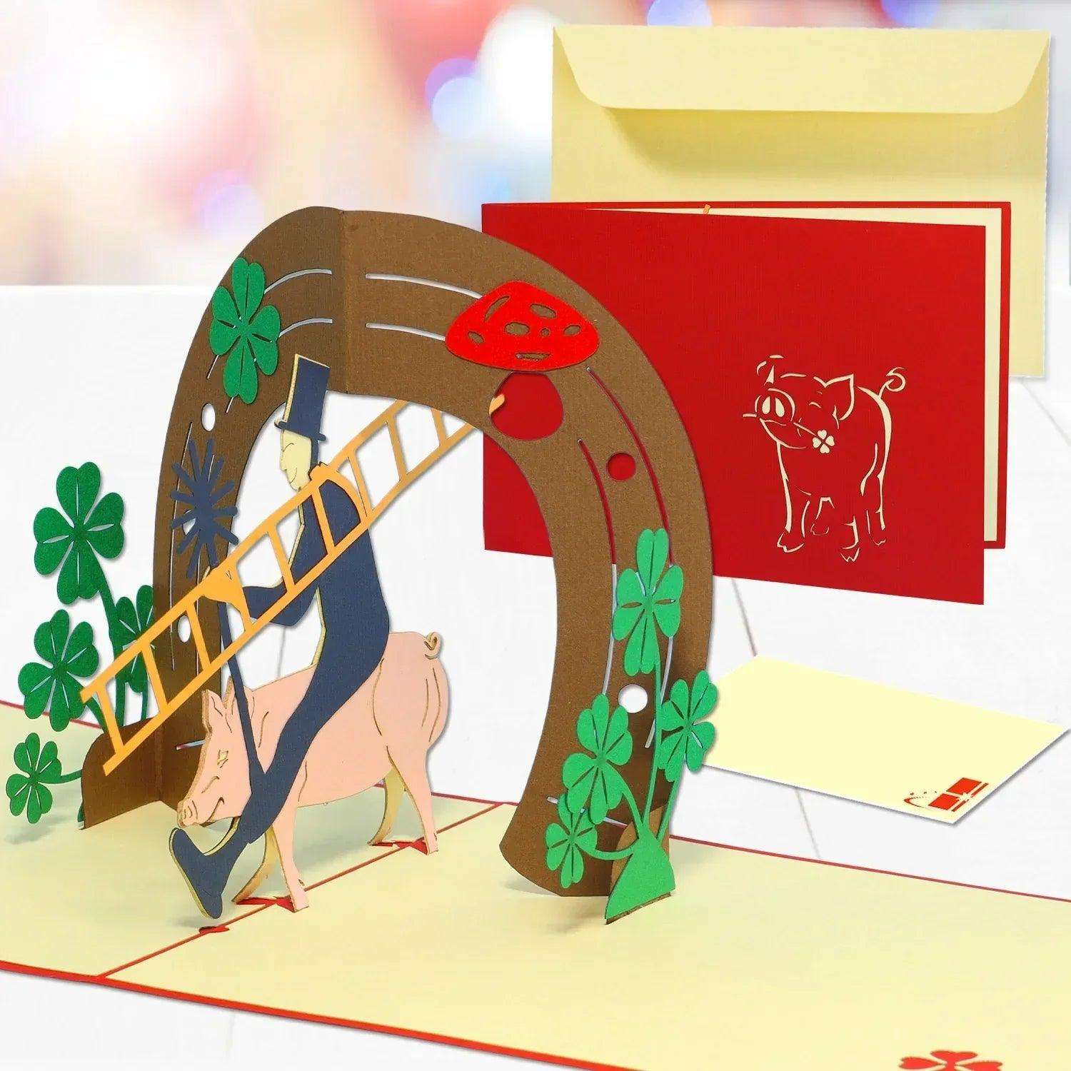 3D Pop-Up Karte Schornsteinfeger Neujahr, N268 LINPopUp N268