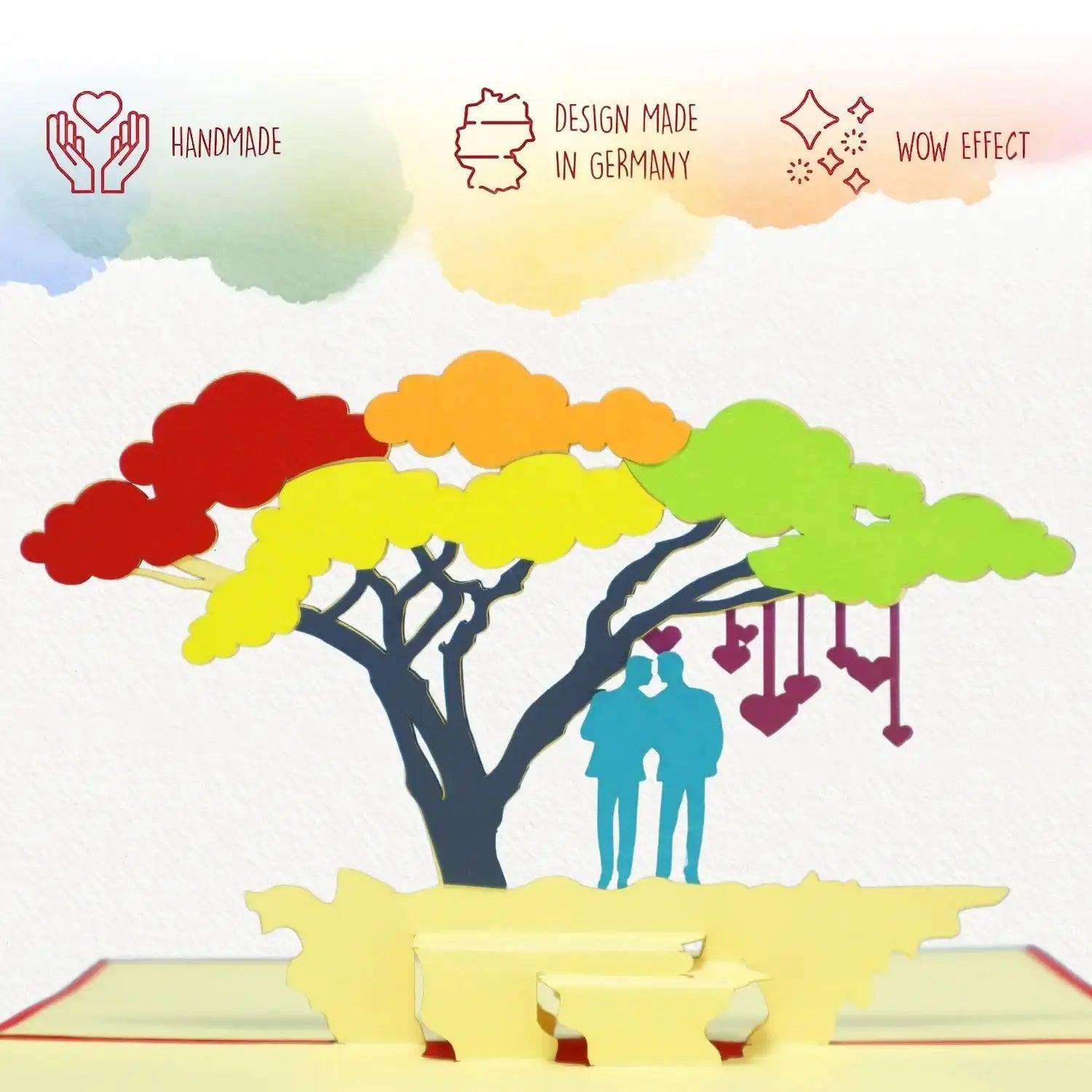 3D Pop-Up Karte Schwules Paar Regenbogen, N208 - LINPopUp