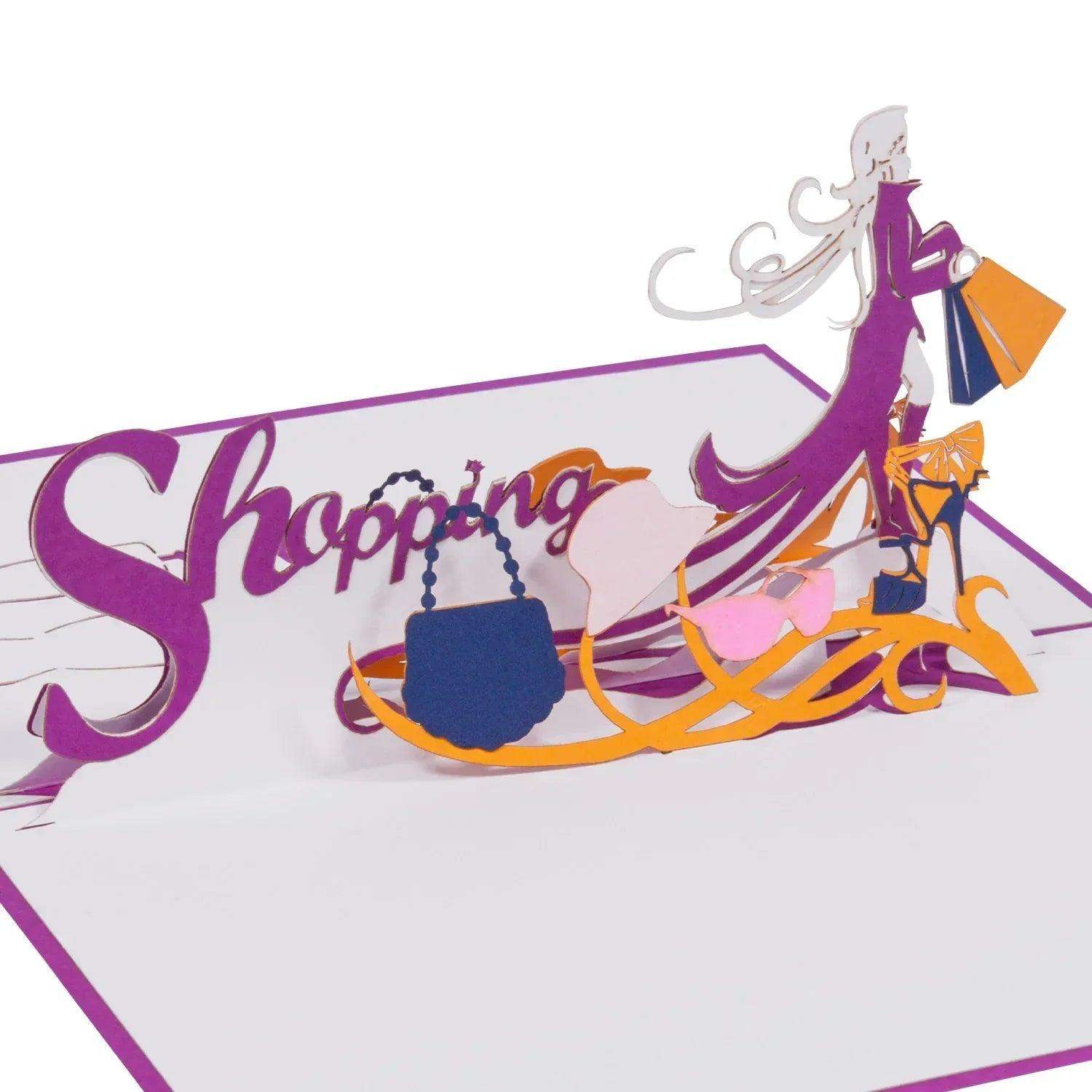 3D Pop-Up Karte Shopping Einkaufen, N238 - LINPopUp