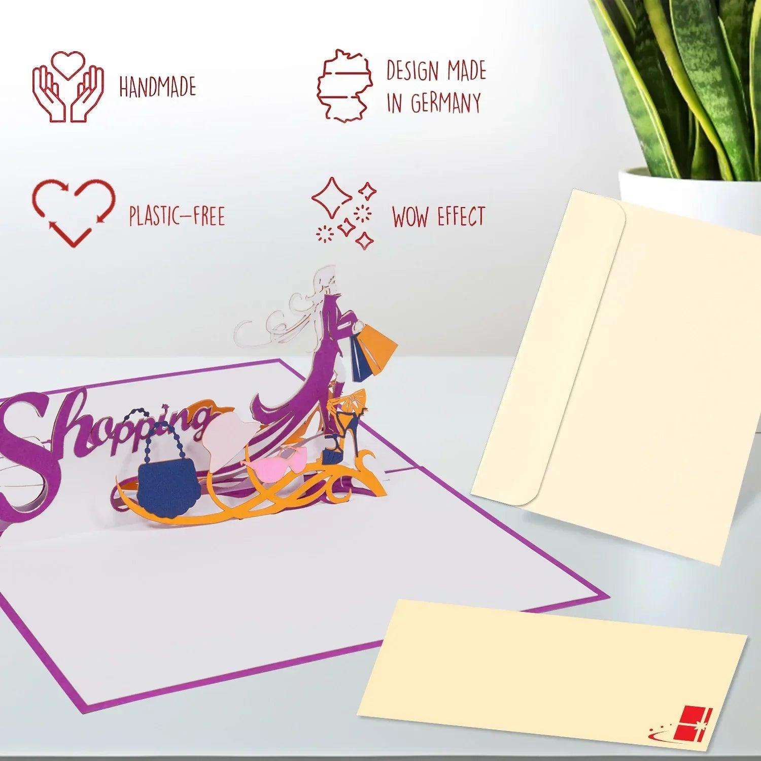 3D Pop-Up Karte Shopping Einkaufen, N238 - LINPopUp