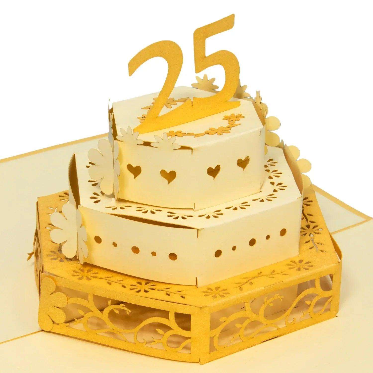 3D Pop-Up Karte Silberhochzeit 25 Jahre Gold, N314 - LINPopUp
