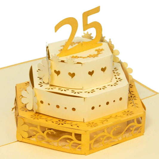3D Pop-Up Karte Silberhochzeit 25 Jahre Gold, N314 - LINPopUp