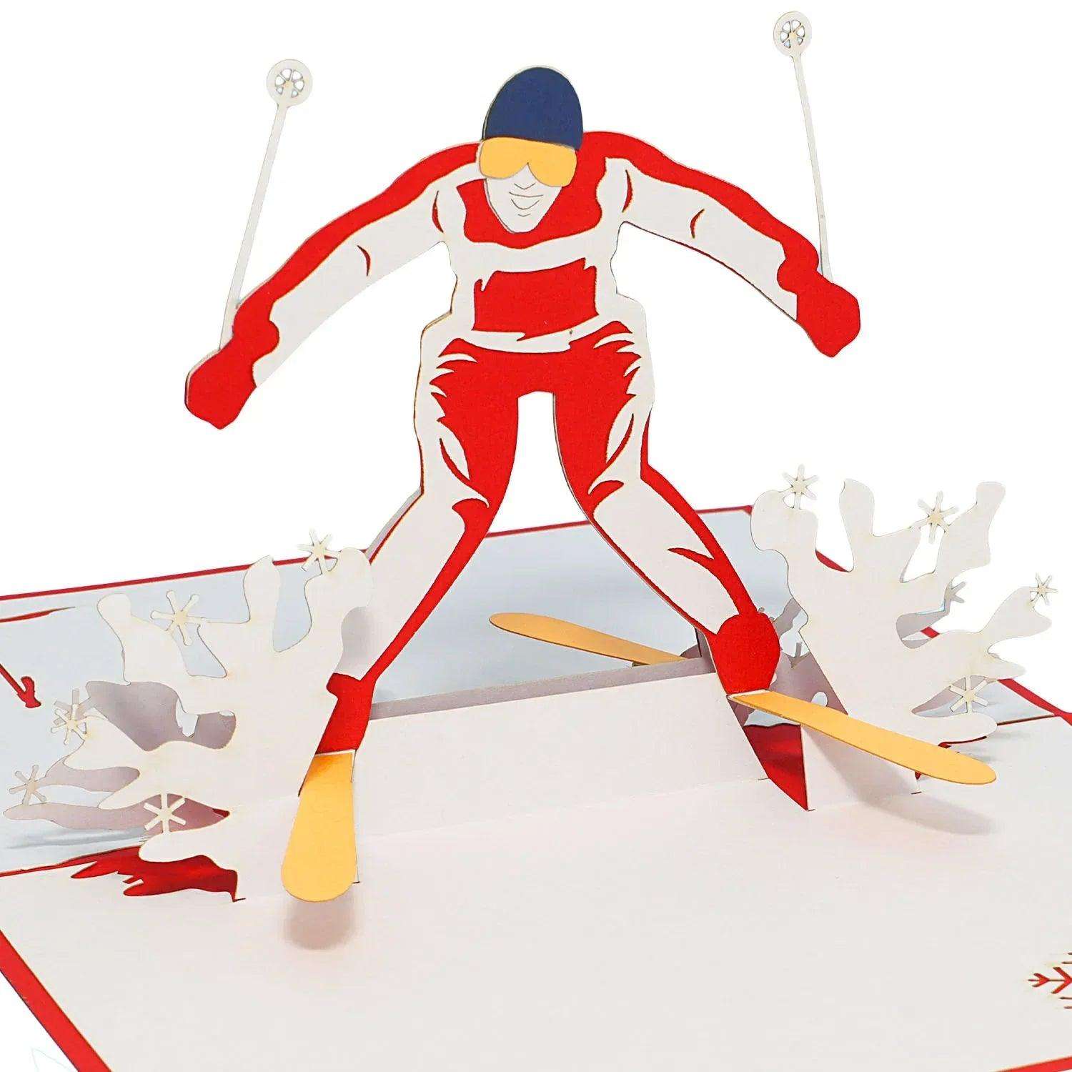 3D Pop-Up Karte Skifahren Skifahrer, N270 - LINPopUp