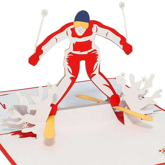 3D Pop-Up Karte Skifahren Skifahrer, N270 - LINPopUp