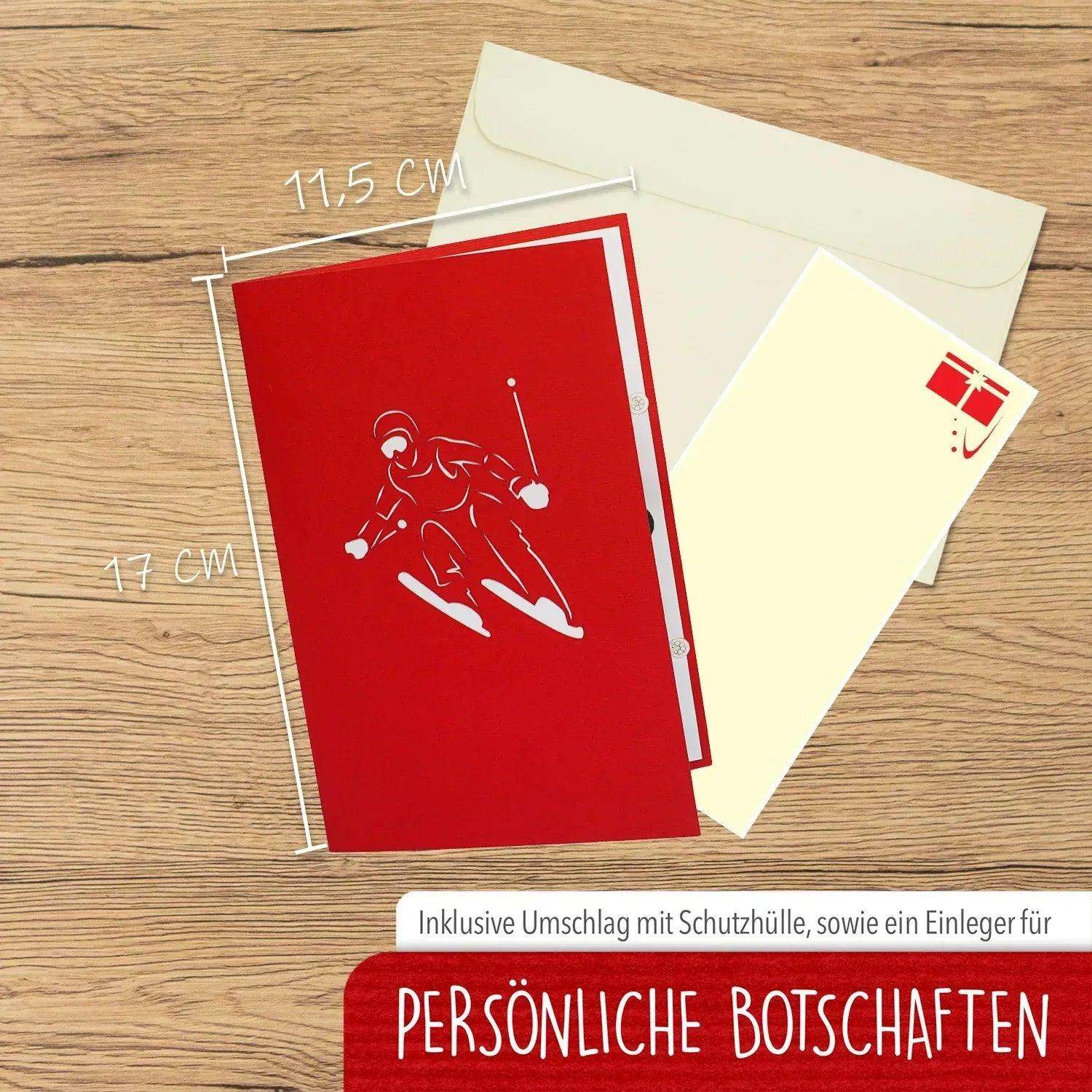 3D Pop-Up Karte Skifahren Skifahrer, N270 - LINPopUp