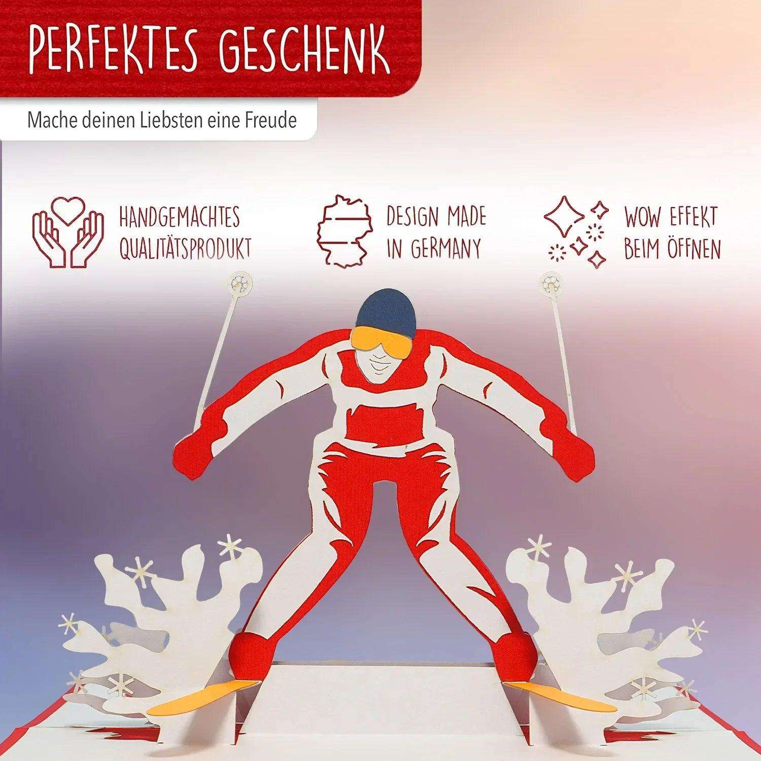 3D Pop-Up Karte Skifahren Skifahrer, N270 - LINPopUp