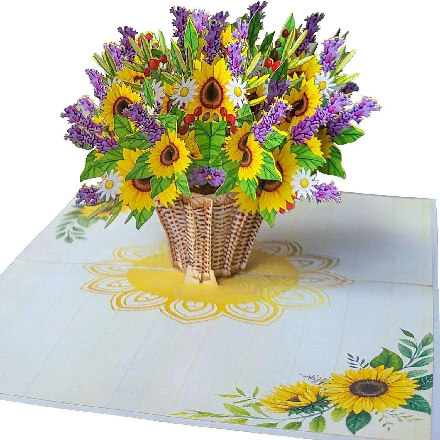 Pop Up Karte 3D Sonnenblumen – Grußkarte Geburtstag & Muttertag - LINPopUp