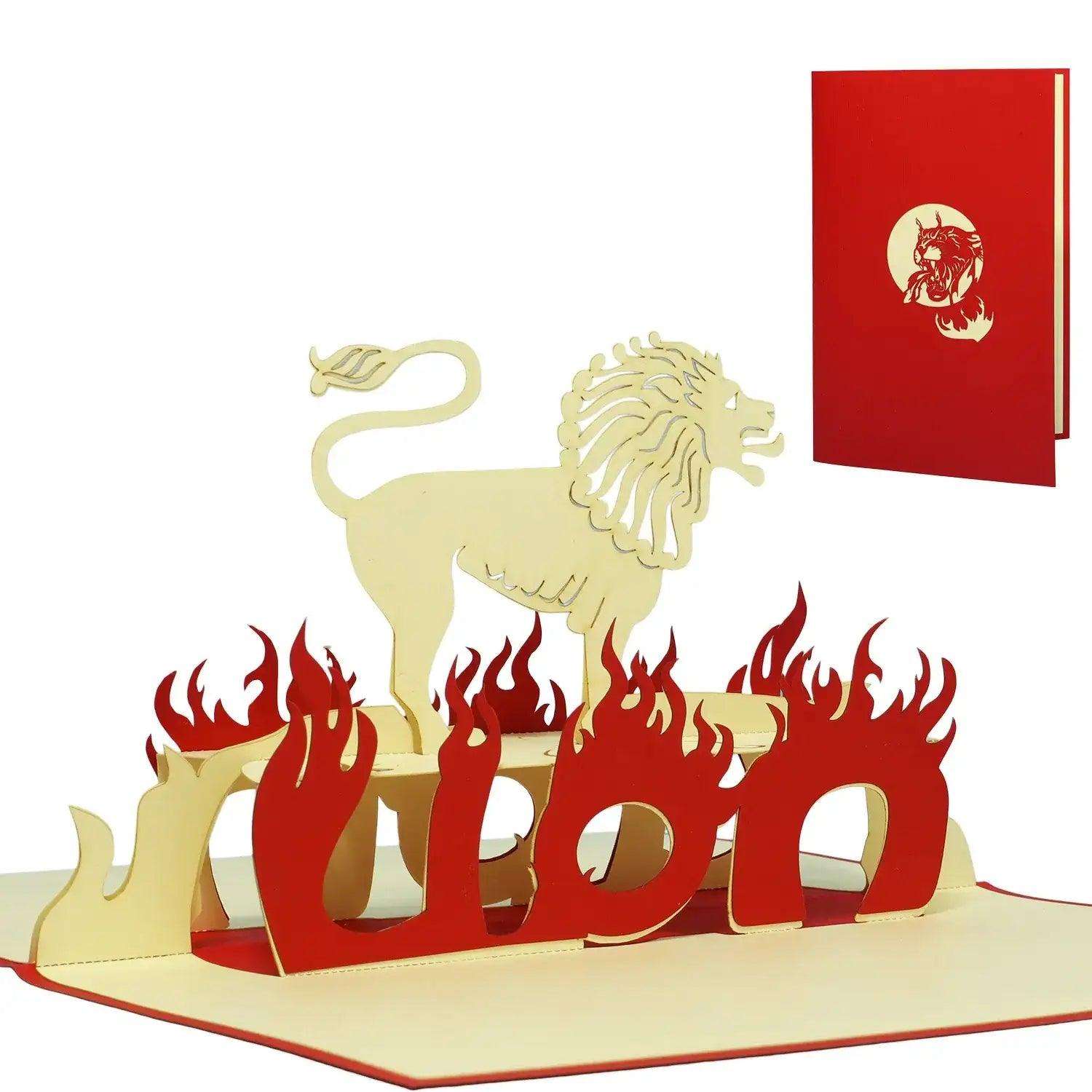 3D Pop-Up Karte Sternzeichen Löwe, N200 - LINPopUp