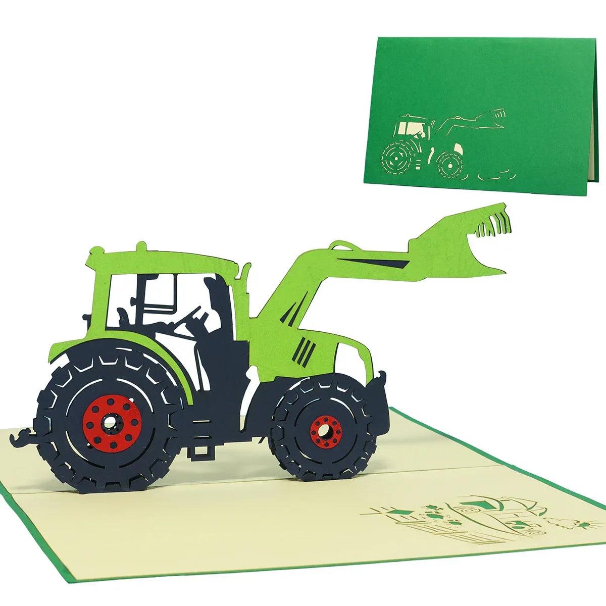 3D Pop-Up Karte Traktor Kindergeburtstag, N205 - LINPopUp