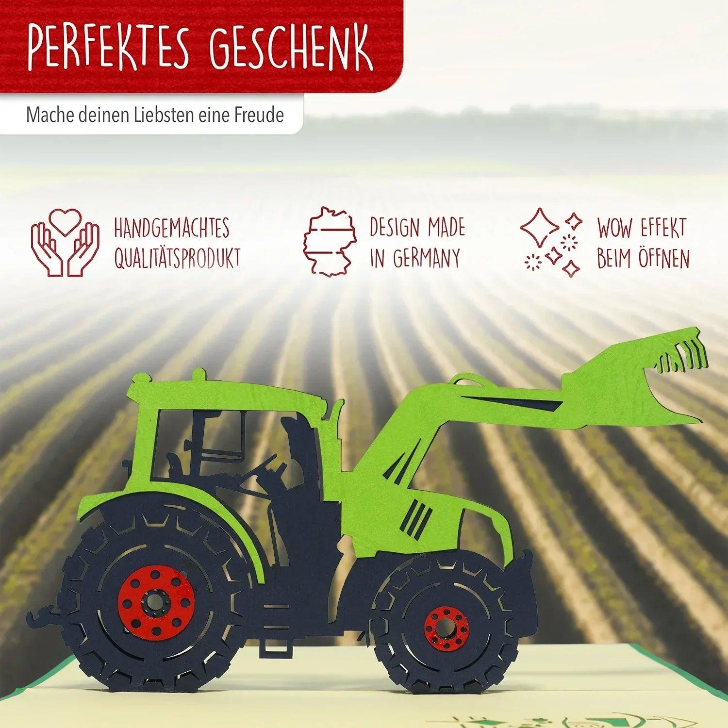 3D Pop-Up Karte Traktor Kindergeburtstag, N205 - LINPopUp