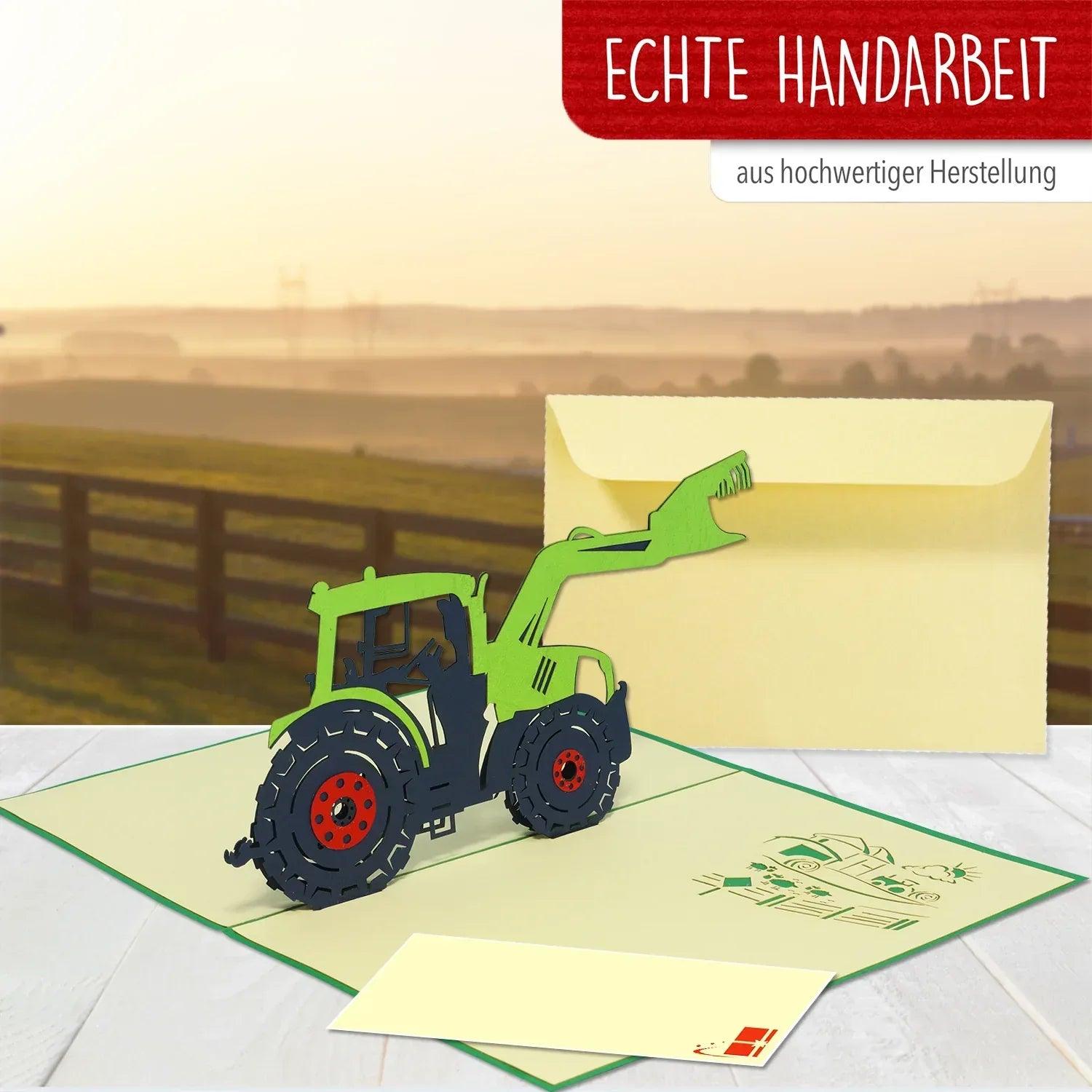 3D Pop-Up Karte Traktor Kindergeburtstag, N205 - LINPopUp