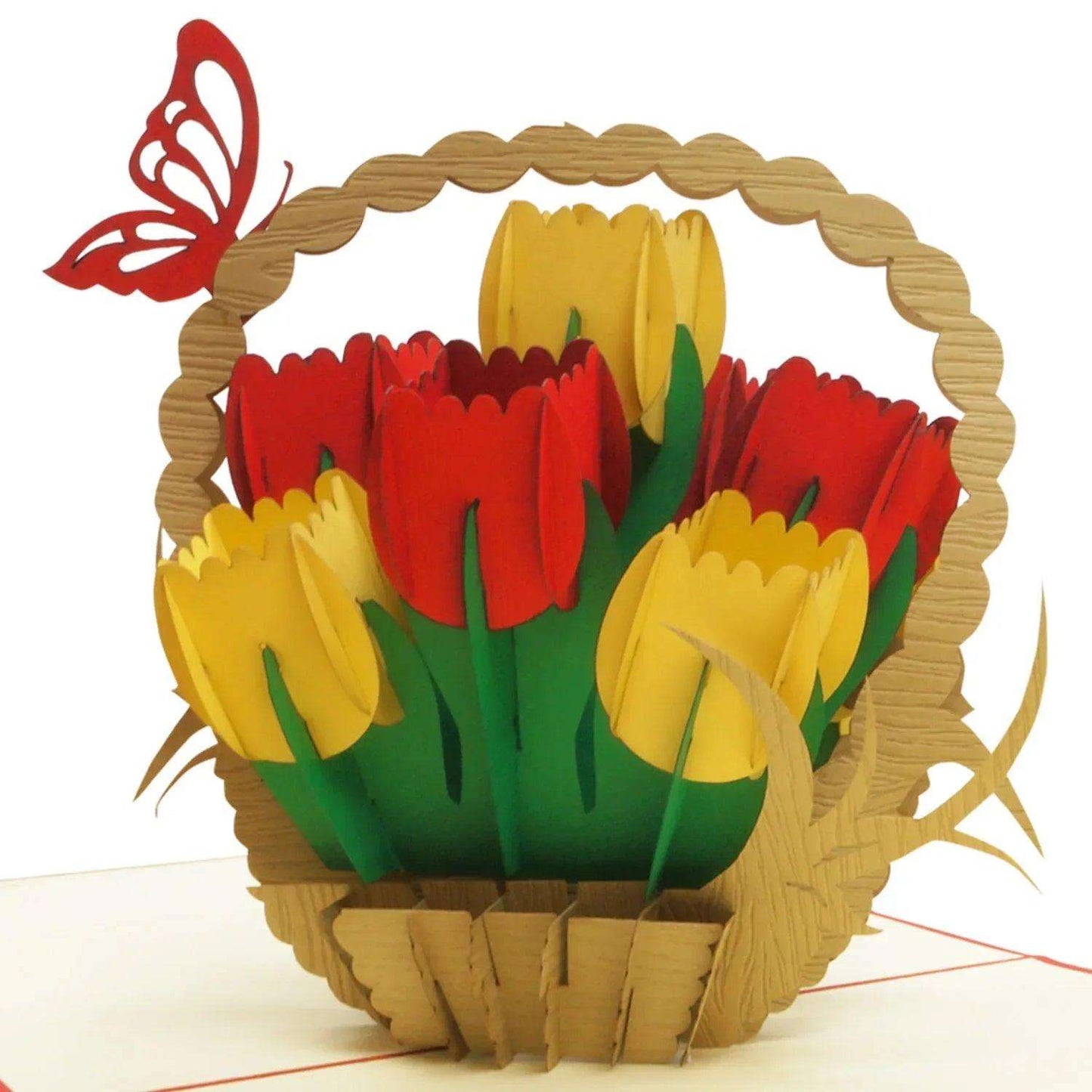 Pop Up Karte 3D Tulpen Tulpenkorb – Grußkarte Geburtstag & Muttertag - LINPopUp
