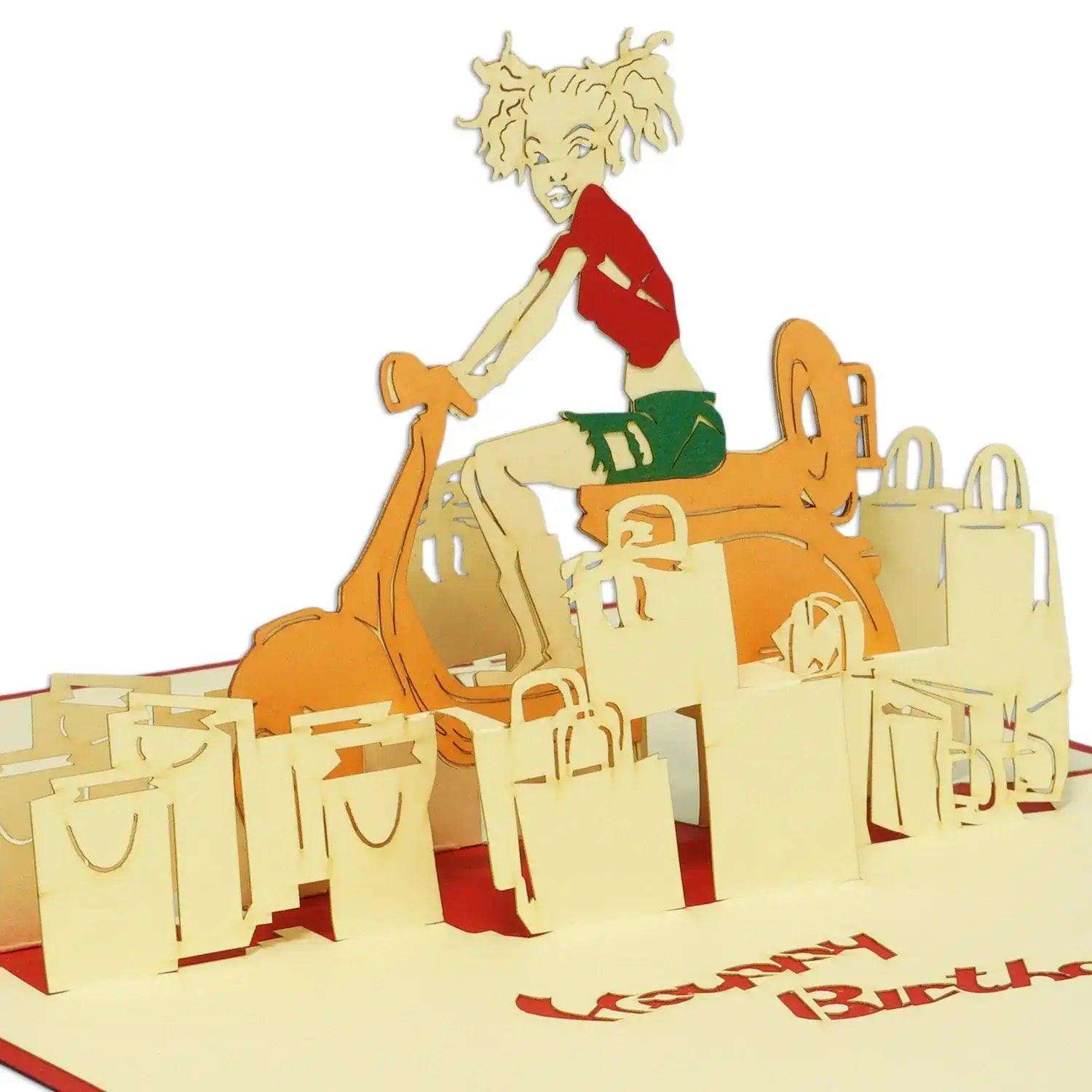 3D Pop-Up Karte Vespa Frau, N8 - LINPopUp