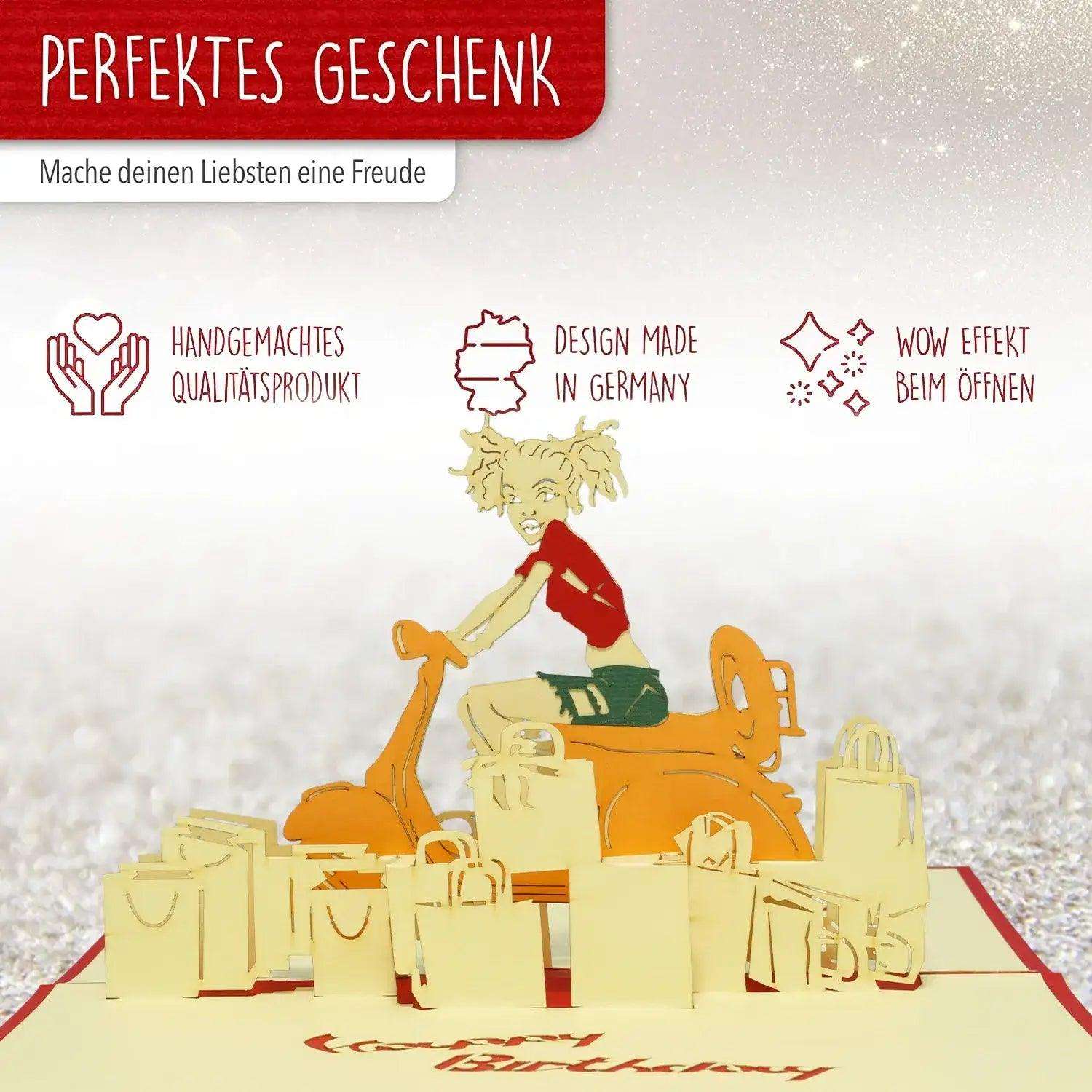 3D Pop-Up Karte Vespa Frau, N8 - LINPopUp